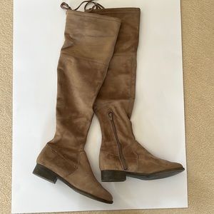 A New Day over the knee taupe faux suede flat boots
